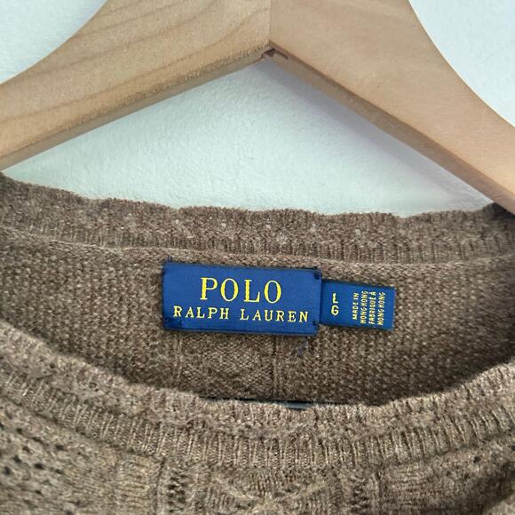 Ralph Lauren Ruffle Wool Knitted Pullover Sweater Size L Brown - Picture 6 of 7